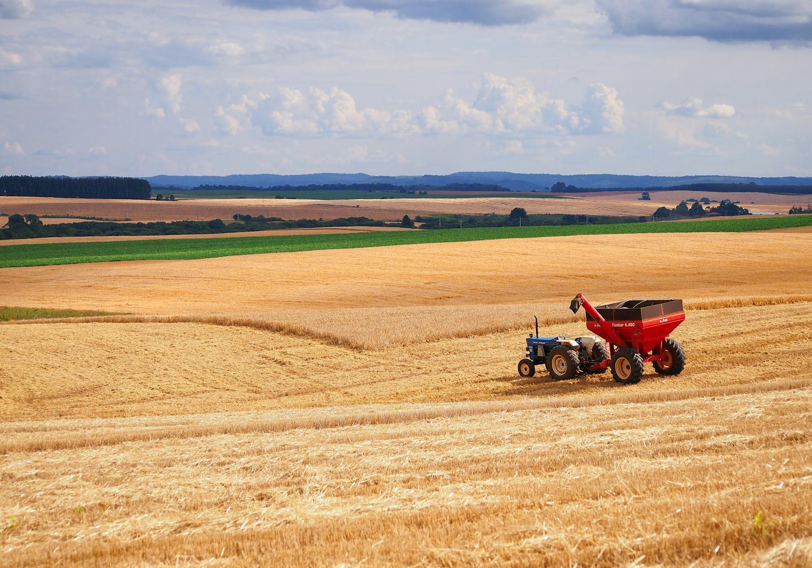 Agricultural groundworks in open farmland